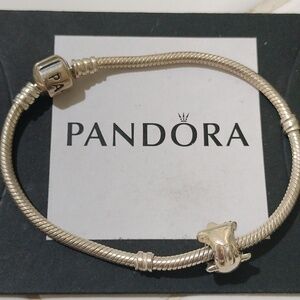 Pandora Sterling Silver 7" Snakechain Starter Bracelet w/ Dolphin Charm 790189